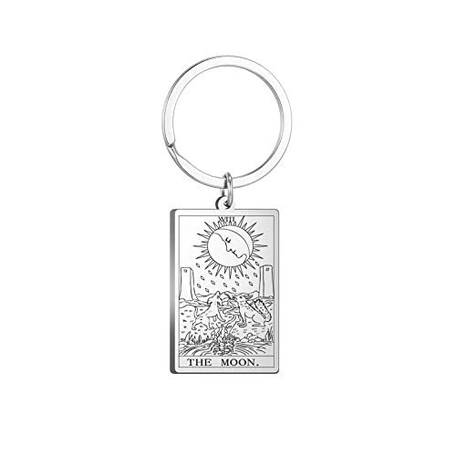 Tarot Cards Stainless Steel Vintage Amulet Wiccan Keychain