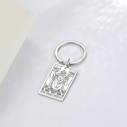 Tarot Cards Stainless Steel Vintage Amulet Wiccan Keychain