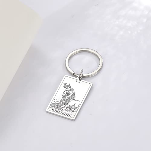 Tarot Cards Stainless Steel Vintage Amulet Wiccan Keychain