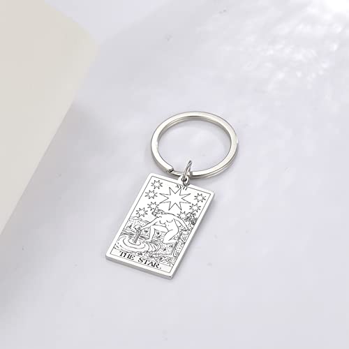 Tarot Cards Stainless Steel Vintage Amulet Wiccan Keychain