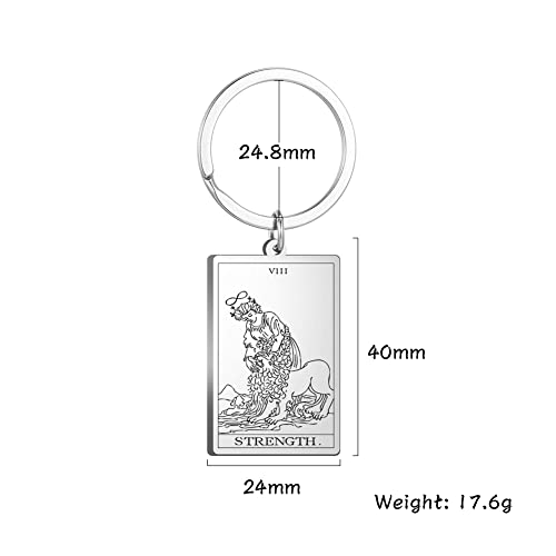 Tarot Cards Stainless Steel Vintage Amulet Wiccan Keychain