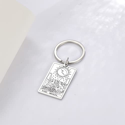 Tarot Cards Stainless Steel Vintage Amulet Wiccan Keychain