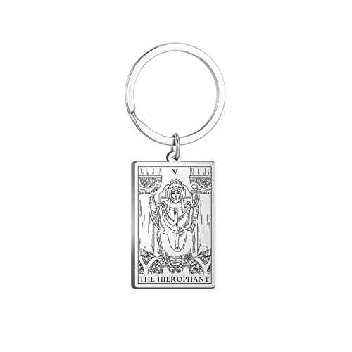 Tarot Cards Stainless Steel Vintage Amulet Wiccan Keychain