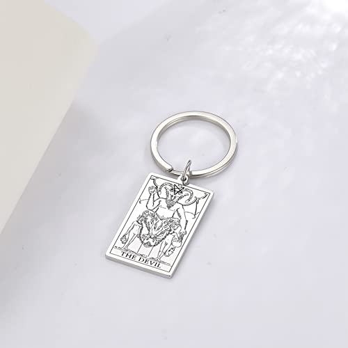 Tarot Cards Stainless Steel Vintage Amulet Wiccan Keychain