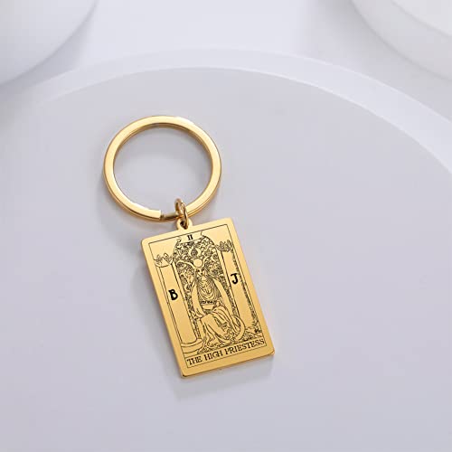 Tarot Cards Stainless Steel Vintage Amulet Wiccan Keychain