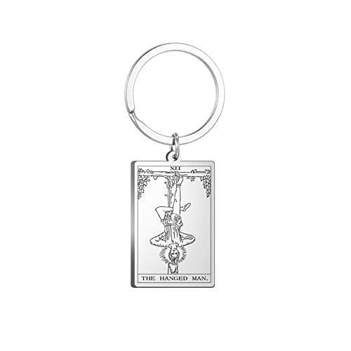 Tarot Cards Stainless Steel Vintage Amulet Wiccan Keychain