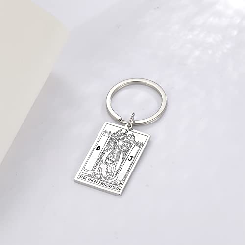 Tarot Cards Stainless Steel Vintage Amulet Wiccan Keychain