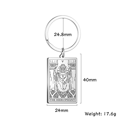 Tarot Cards Stainless Steel Vintage Amulet Wiccan Keychain