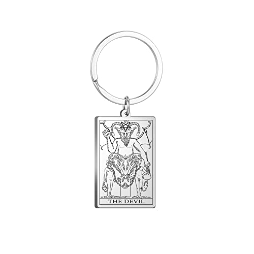 Tarot Cards Stainless Steel Vintage Amulet Wiccan Keychain