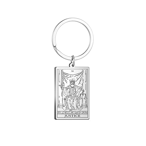 Tarot Cards Stainless Steel Vintage Amulet Wiccan Keychain