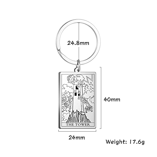 Tarot Cards Stainless Steel Vintage Amulet Wiccan Keychain