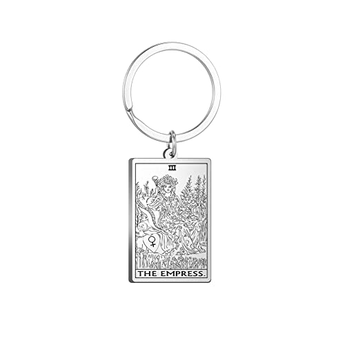 Tarot Cards Stainless Steel Vintage Amulet Wiccan Keychain