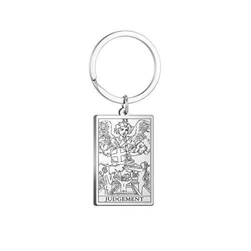 Tarot Cards Stainless Steel Vintage Amulet Wiccan Keychain