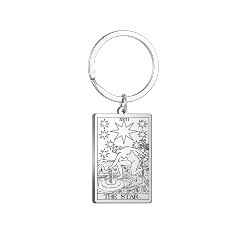 Tarot Cards Stainless Steel Vintage Amulet Wiccan Keychain