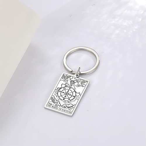 Tarot Cards Stainless Steel Vintage Amulet Wiccan Keychain