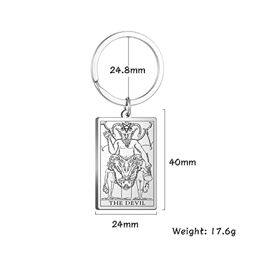 Tarot Cards Stainless Steel Vintage Amulet Wiccan Keychain