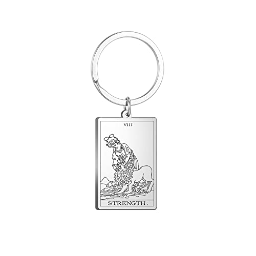 Tarot Cards Stainless Steel Vintage Amulet Wiccan Keychain