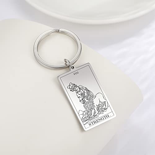 Tarot Cards Stainless Steel Vintage Amulet Wiccan Keychain