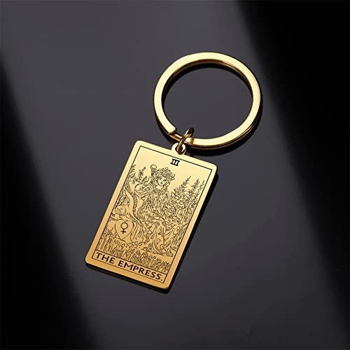 Tarot Cards Stainless Steel Vintage Amulet Wiccan Keychain