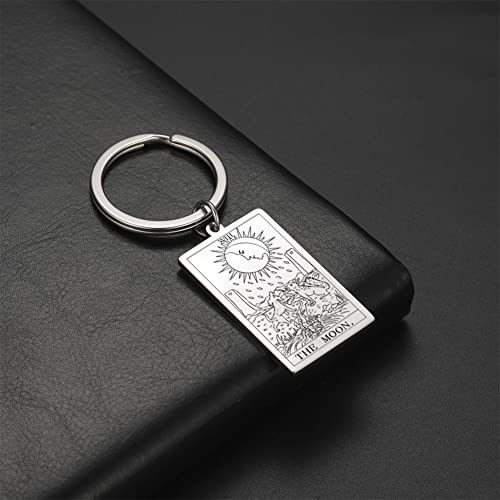 Tarot Cards Stainless Steel Vintage Amulet Wiccan Keychain