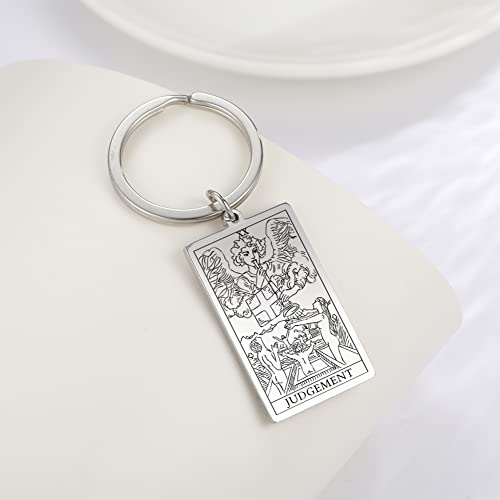 Tarot Cards Stainless Steel Vintage Amulet Wiccan Keychain