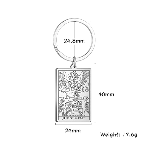 Tarot Cards Stainless Steel Vintage Amulet Wiccan Keychain