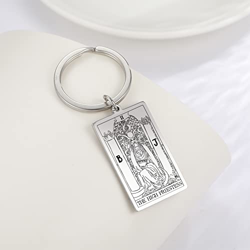 Tarot Cards Stainless Steel Vintage Amulet Wiccan Keychain