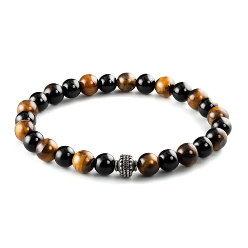 Nature Lava Stone TigerEye Bead Bracelet