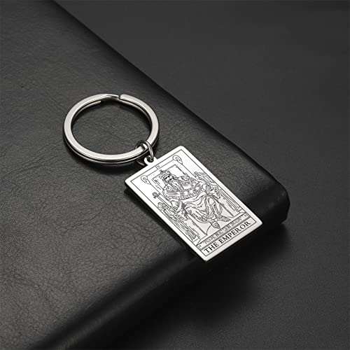 Tarot Cards Stainless Steel Vintage Amulet Wiccan Keychain