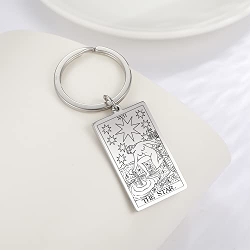 Tarot Cards Stainless Steel Vintage Amulet Wiccan Keychain