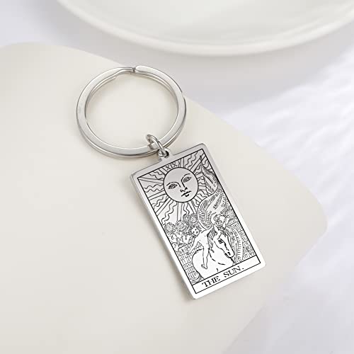 Tarot Cards Stainless Steel Vintage Amulet Wiccan Keychain