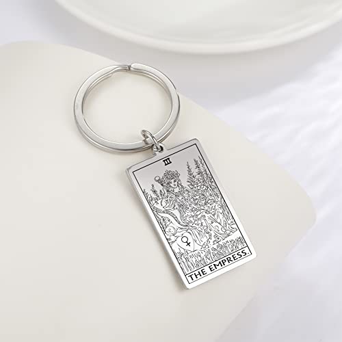 Tarot Cards Stainless Steel Vintage Amulet Wiccan Keychain