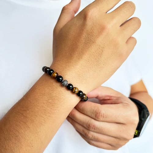 Nature Lava Stone TigerEye Bead Bracelet