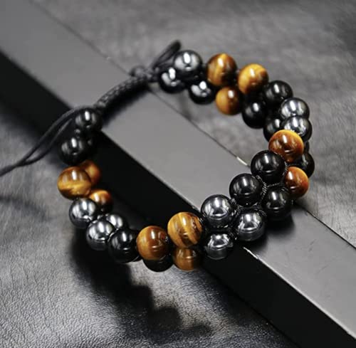 Healing Crystals Tigers Eye, Black Obsidian, and Hematite Bracelet