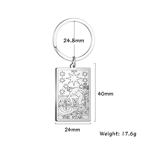 Tarot Cards Stainless Steel Vintage Amulet Wiccan Keychain