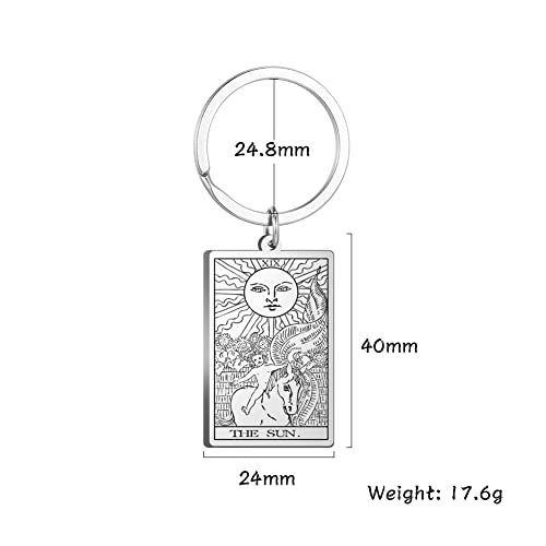 Tarot Cards Stainless Steel Vintage Amulet Wiccan Keychain