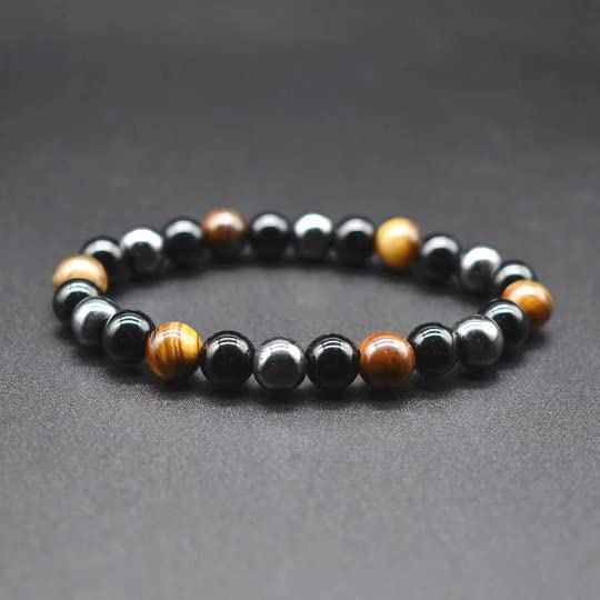 Hematite, Tiger Eye, & Obsidian Men's Bracelet