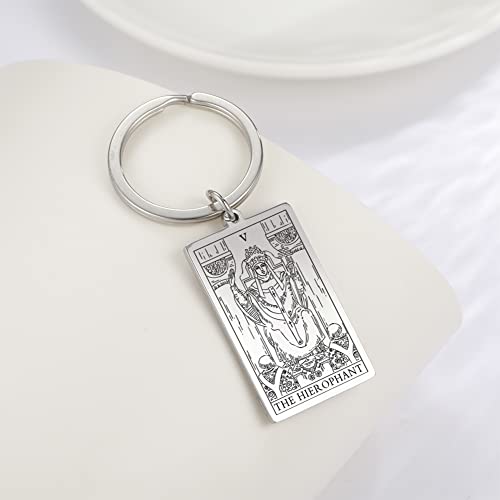 Tarot Cards Stainless Steel Vintage Amulet Wiccan Keychain