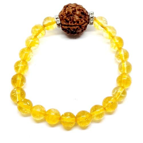 Citrine Stone Bracelet with 5 (Mukhi) Face Nepal Rudraksh