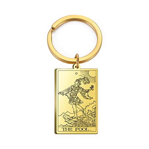 Tarot Cards Stainless Steel Vintage Amulet Wiccan Keychain