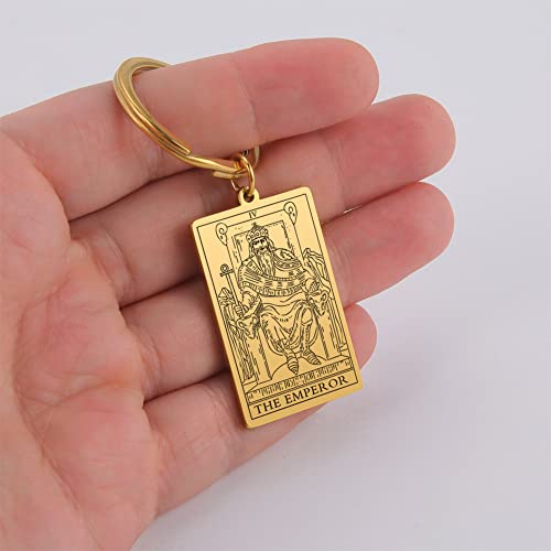 Tarot Cards Stainless Steel Vintage Amulet Wiccan Keychain