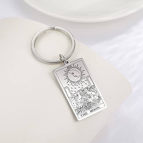 Tarot Cards Stainless Steel Vintage Amulet Wiccan Keychain