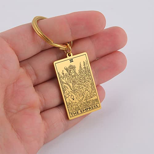 Tarot Cards Stainless Steel Vintage Amulet Wiccan Keychain