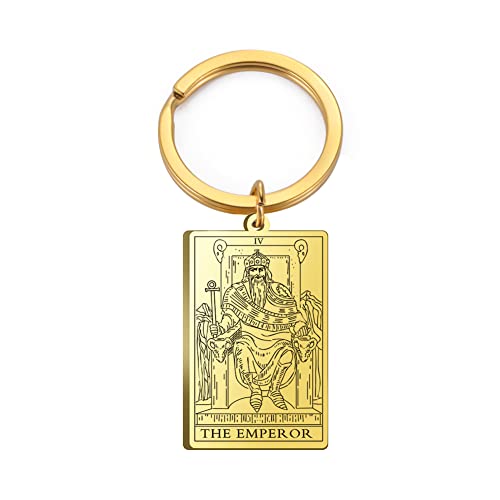 Tarot Cards Stainless Steel Vintage Amulet Wiccan Keychain