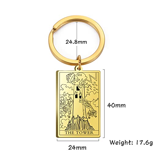 Tarot Cards Stainless Steel Vintage Amulet Wiccan Keychain