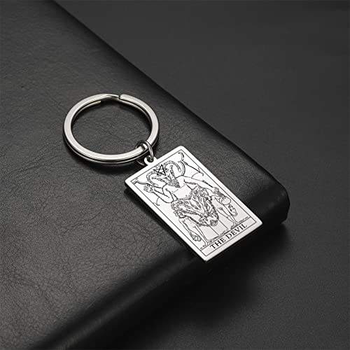 Tarot Cards Stainless Steel Vintage Amulet Wiccan Keychain