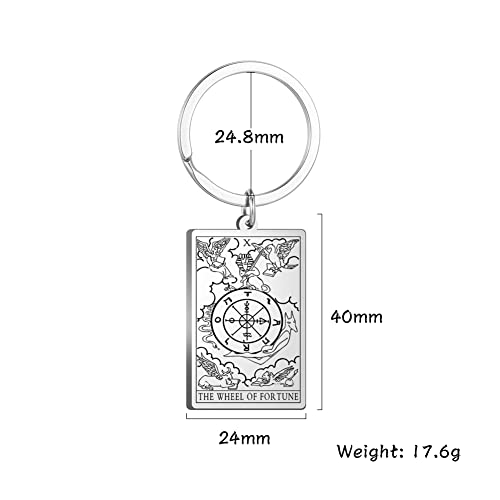 Tarot Cards Stainless Steel Vintage Amulet Wiccan Keychain