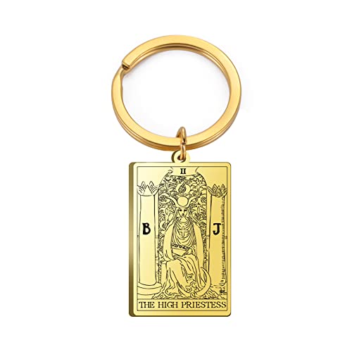 Tarot Cards Stainless Steel Vintage Amulet Wiccan Keychain