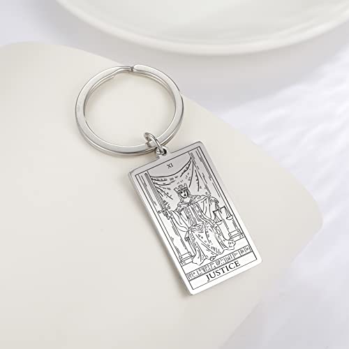 Tarot Cards Stainless Steel Vintage Amulet Wiccan Keychain