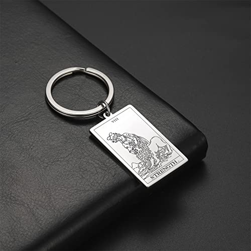 Tarot Cards Stainless Steel Vintage Amulet Wiccan Keychain